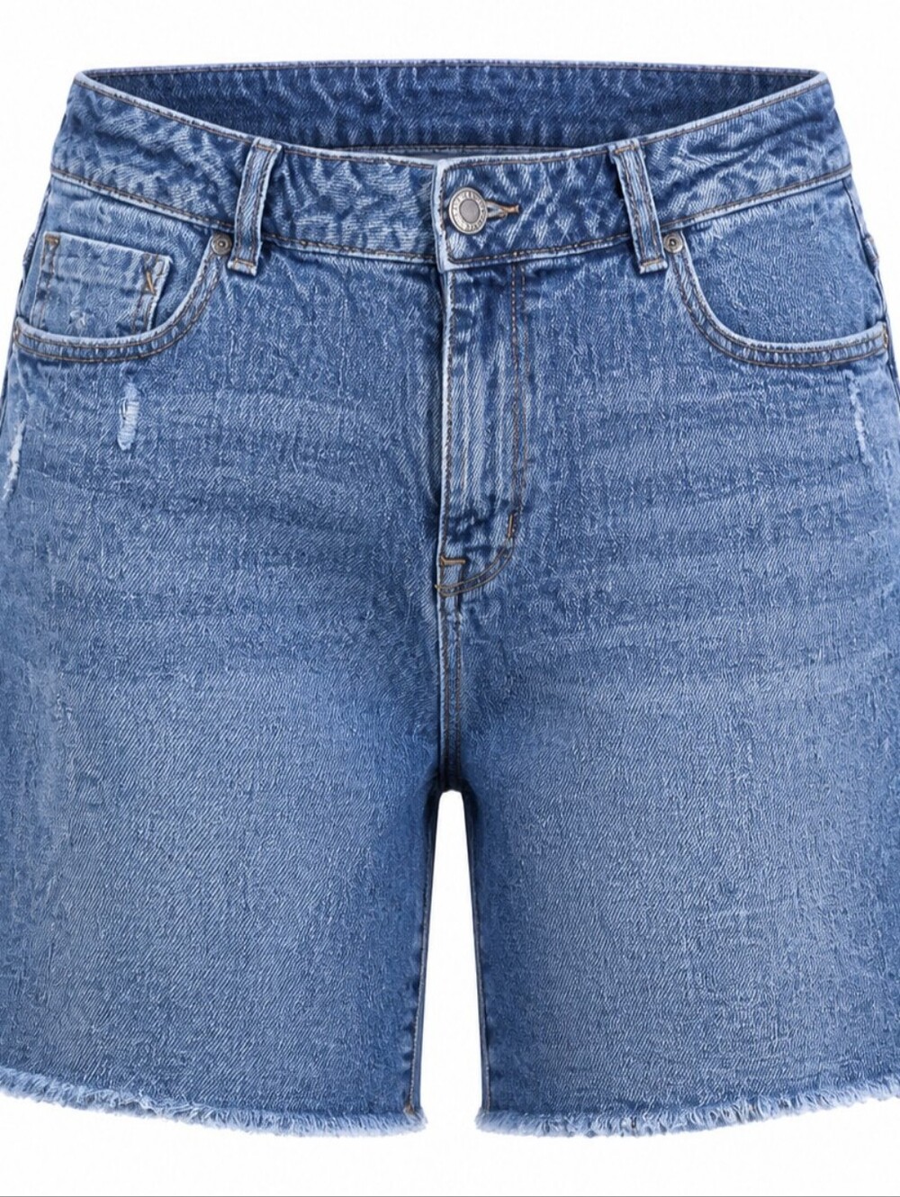 Maurices Womens Denim Shorts With Raw Hem Distressed Med Wash Size 12 Beachy